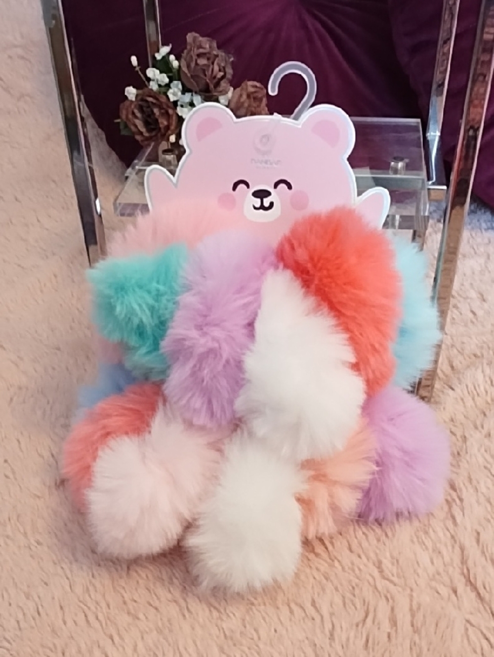 Plush Faux Fur Scrunchies- Multicolor Set of 12 NWT